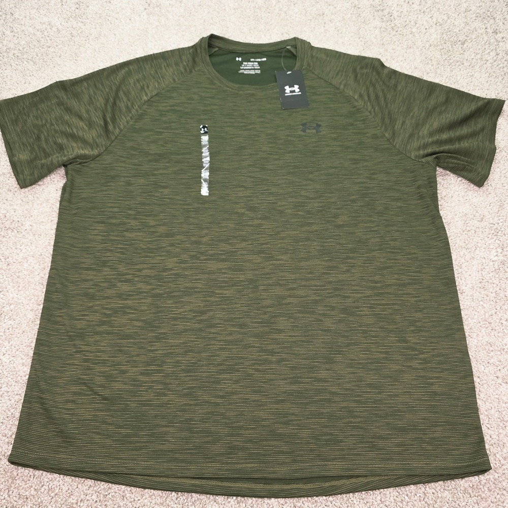 Under Armour Mens Tech Tee Short Sleeve Shirt Green Space Dye 2XL New